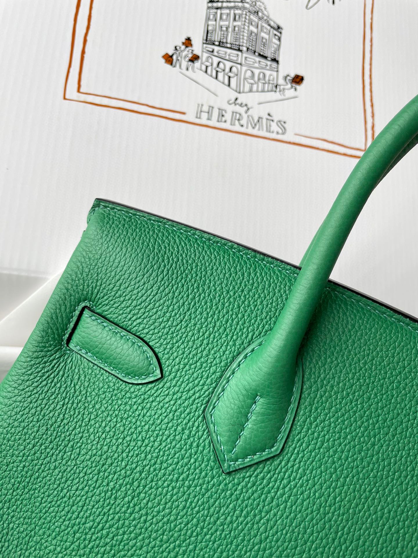 Hermes Birkin 30CM Togo Leather Handbag Bombou Green